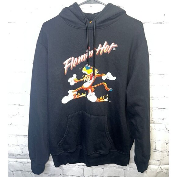 Flamin’ Hot Cheetos Hoodie Black Chester Cheetah Graphic Sweatshirt L - Picture 1 of 3